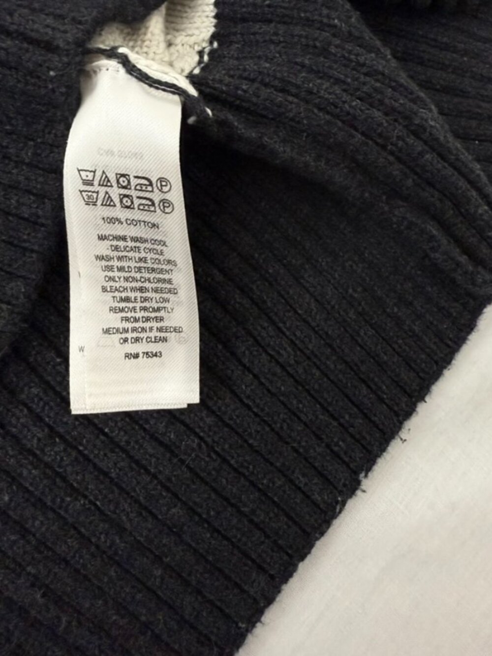 Tahari Women’s Black White Striped Cable Knit Sweater 100% Cotton Womens Size XS - Picture 6 of 10